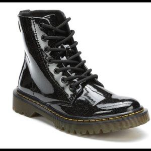 Dr. Martens Black Glitter Combat Boots Women 9 NEW
